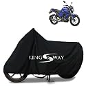 KINGSWAY® 100% Waterproof (Tested) Bike Body Cover Compatible with Yamaha FZS-FI V3, for All Two Wheeler Bike Scooter Scooty with Carry Bag - Rubber Coated Inside for UV and Scratch Protection - Black