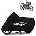 KINGSWAY® 100% Waterproof (Tested) Bike Body Cover Compatible with Yamaha FZS 25, for All Two Wheeler Bike Scooter Scooty with Carry Bag - Rubber Coated Inside for UV and Scratch Protection - Black