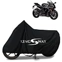 KINGSWAY® 100% Waterproof (Tested) Bike Body Cover Compatible with Yamaha YZF-R1, for All Two Wheeler Bike Scooter Scooty with Carry Bag - Rubber Coated Inside for UV and Scratch Protection - Black