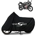 KINGSWAY® 100% Waterproof Bike Body Cover Compatible with Yamaha YZF R15 V3, for All Two Wheeler Bike Scooter Scooty with Carry Bag - Rubber Coated Inside for UV and Scratch Protection - Black