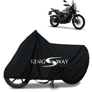 kingsway 100 waterproof tested bike body cover compatible with yezdi adventure for all two wheeler bike scooter scooty with carry bag - rubber coated inside for uv and scratch protection - black