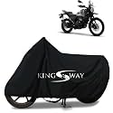 KINGSWAY® 100% Waterproof (Tested) Bike Body Cover Compatible with Yezdi Adventure, for All Two Wheeler Bike Scooter Scooty with Carry Bag - Rubber Coated Inside for UV and Scratch Protection - Black