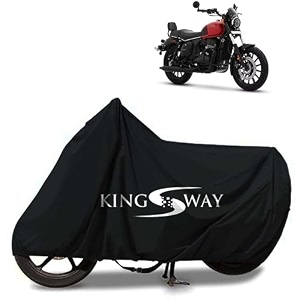 kingsway 100 waterproof tested bike body cover compatible with yezdi roadster for all two wheeler bike scooter scooty with carry bag - rubber coated inside for uv and scratch protection - black