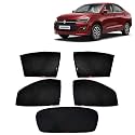 Kingsway Car Side Window Sun Shade Half Cut Magnetic with Rear Windshield Curtain Only Compatible with Maruti Suzuki Dzire Year 2024 Onwards All Model, Only Half Cut in Front Window, Pack of 5