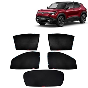kingsway car side window sun shade half cut magnetic with rear windshield curtain only compatible with maruti suzuki e vitara year 2025 onwards all model only half cut in front window pack of 5
