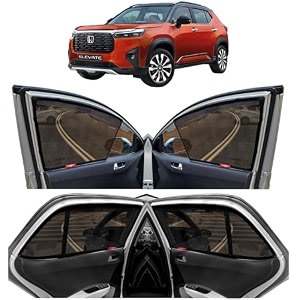 kingsway elevate car sun shade half cut magnetic curtains for 2023 onwards model compatible with honda elevate side window sunshade only half cut in front window with rear windshield black 5pcs