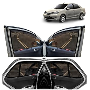 kingsway car magnetic sun shades curtains with rear windshield for toyota etios black set of 5