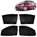 KINGSWAY Car Sun Shade Curtains Only Compatible with Honda Amaze (2013 to 2018) | Z-Black Fix-Type (Non-Magnetic) | UV &amp; Heat Protection | Pack of 4 Pcs