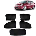 Kingsway Car Magnetic Sun Shades Curtains with Rear Windsheild for Honda Amaze (Black, Set of 5)