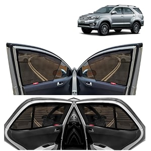 kingsway car magnetic sun shades curtains with rear windsheild for toyota fortuner black set of 7