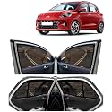 KINGSWAY® Grand I10 Nios Car Sun Shade Half Cut Magnetic Curtains for 2023 Onwards Model, Compatible with Hyundai Grand I10 Nios Side Window, Half Cut in Front Window with Rear Windshield, Black, 5pcs