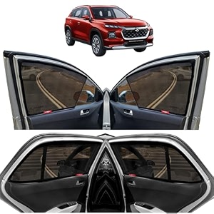 kingsway grand vitara car sun shade half cut magnetic curtains for 2022 onwards compatible with maruti suzuki grand vitara side window half cut in front window with rear windshield black 5pcs