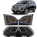 Kingsway® Innova Crysta Car Sun Shade Half Cut Magnetic Curtains for 2021 Onwards Model, Compatible with Toyota Innova Crysta Side Window, Half Cut in Front Window with Rear Windshield, Black, 7pcs