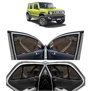 kingsway jimny car sun shade half cut magnetic curtains for 2023 onwards model compatible with maruti suzuki jimny side window half cut in front window with rear windshield black 7pcs