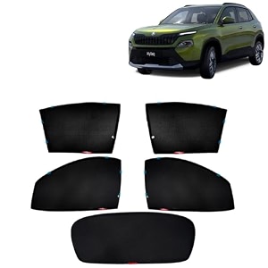 kingsway accessories car side window sun shade half cut magnetic with rear windshield curtain only compatible with skoda kylaq year 2024 onwards all model only half cut in front window pack of 5
