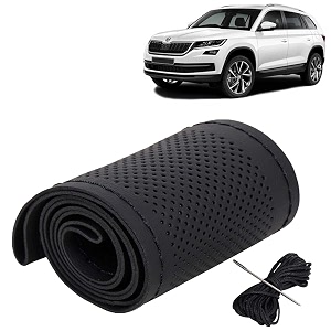KINGSWAY PU Leatherite Car Steering Cover Sewable
