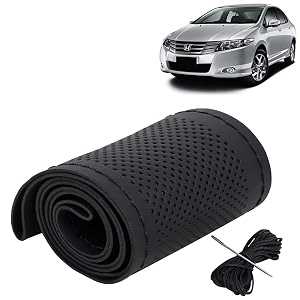 KINGSWAY PU Leatherite Car Steering Cover Sewable