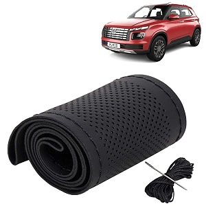 KINGSWAY PU Leatherite Car Steering Cover Sewable