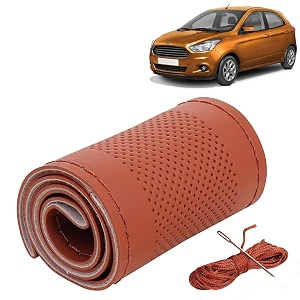 KINGSWAY PU Leatherite Car Steering Cover Sewable