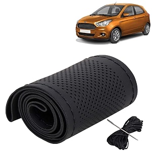 KINGSWAY PU Leatherite Car Steering Cover Sewable