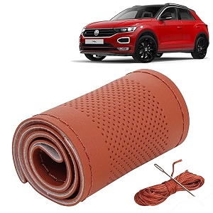 KINGSWAY PU Leatherite Car Steering Cover Sewable