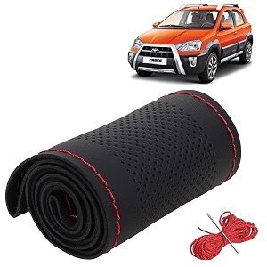KINGSWAY PU Leatherite Car Steering Cover Sewable