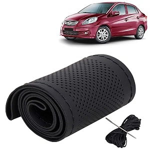 KINGSWAY PU Leatherite Car Steering Cover Sewable