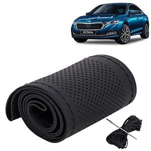 KINGSWAY PU Leatherite Car Steering Cover Sewable