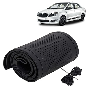 KINGSWAY PU Leatherite Car Steering Cover Sewable