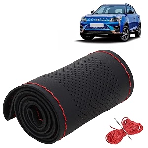 KINGSWAY PU Leatherite Car Steering Cover Sewable