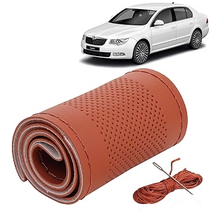 KINGSWAY PU Leatherite Car Steering Cover Sewable