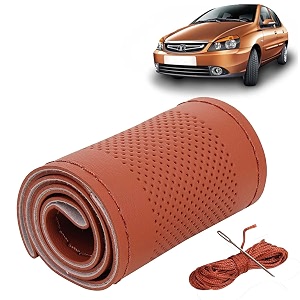 KINGSWAY PU Leatherite Car Steering Cover Sewable