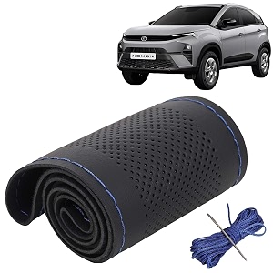 KINGSWAY PU Leatherite Car Steering Cover Sewable