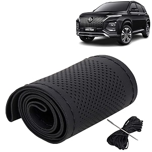 KINGSWAY PU Leatherite Car Steering Cover Sewable