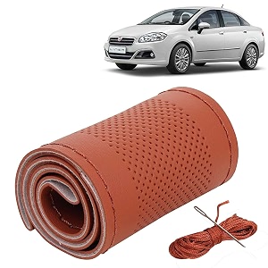 KINGSWAY PU Leatherite Car Steering Cover Sewable