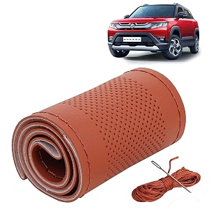KINGSWAY PU Leatherite Car Steering Cover Sewable