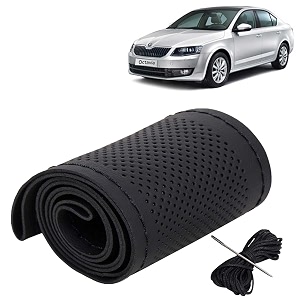 KINGSWAY PU Leatherite Car Steering Cover Sewable