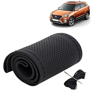 KINGSWAY PU Leatherite Car Steering Cover Sewable