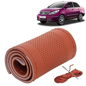 KINGSWAY PU Leatherite Car Steering Cover Sewable