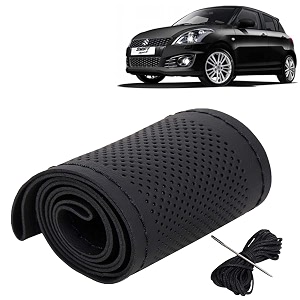 KINGSWAY PU Leatherite Car Steering Cover Sewable