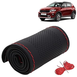 KINGSWAY PU Leatherite Car Steering Cover Sewable