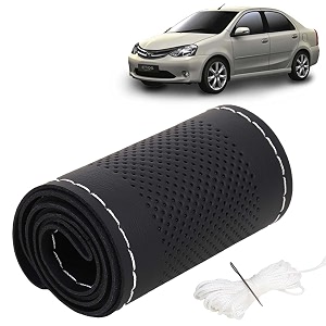 KINGSWAY PU Leatherite Car Steering Cover Sewable