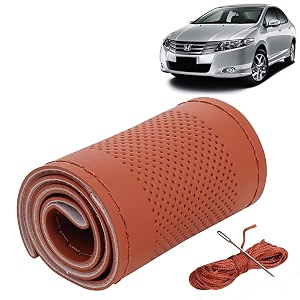 KINGSWAY PU Leatherite Car Steering Cover Sewable