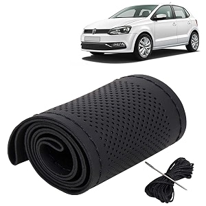 KINGSWAY PU Leatherite Car Steering Cover Sewable