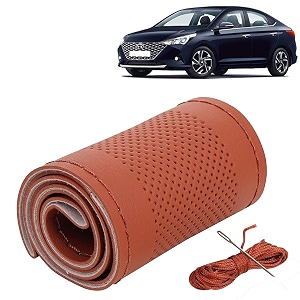 KINGSWAY PU Leatherite Car Steering Cover Sewable