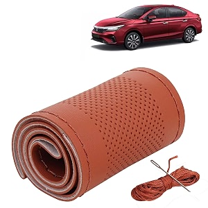 KINGSWAY PU Leatherite Car Steering Cover Sewable