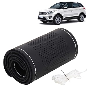 KINGSWAY PU Leatherite Car Steering Cover Sewable
