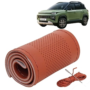 KINGSWAY PU Leatherite Car Steering Cover Sewable