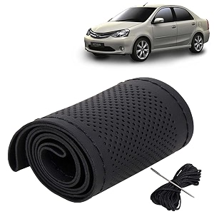 KINGSWAY PU Leatherite Car Steering Cover Sewable