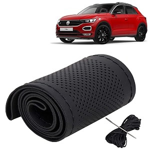 KINGSWAY PU Leatherite Car Steering Cover Sewable